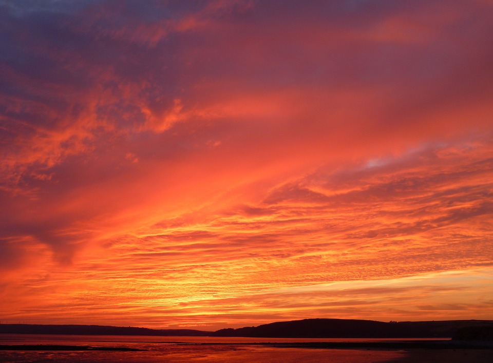 Beautiful Carmarthen sunset, a reason for Welsh tourism